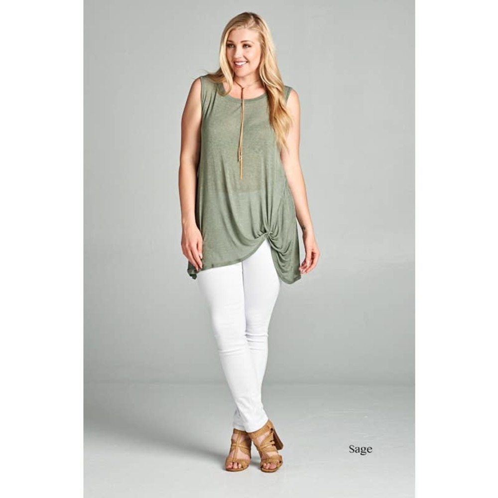 Womens Plus Size Sleeveless Twist Tunic Top